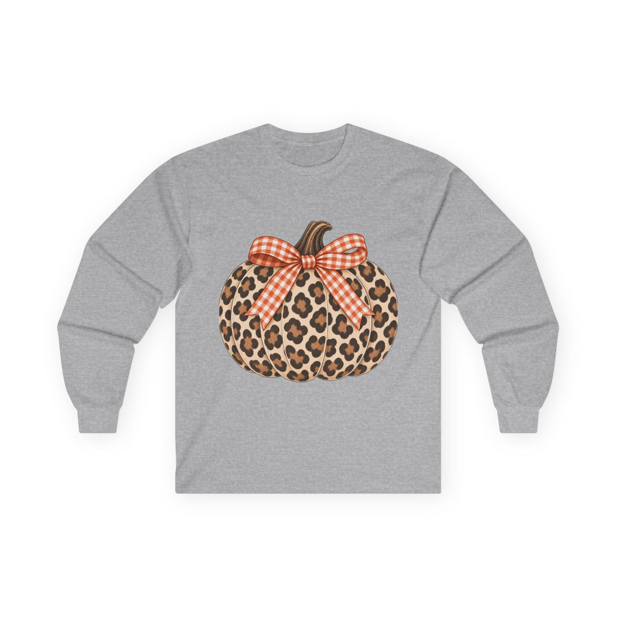 Leopard Print Pumpkin Long Sleeve Tee