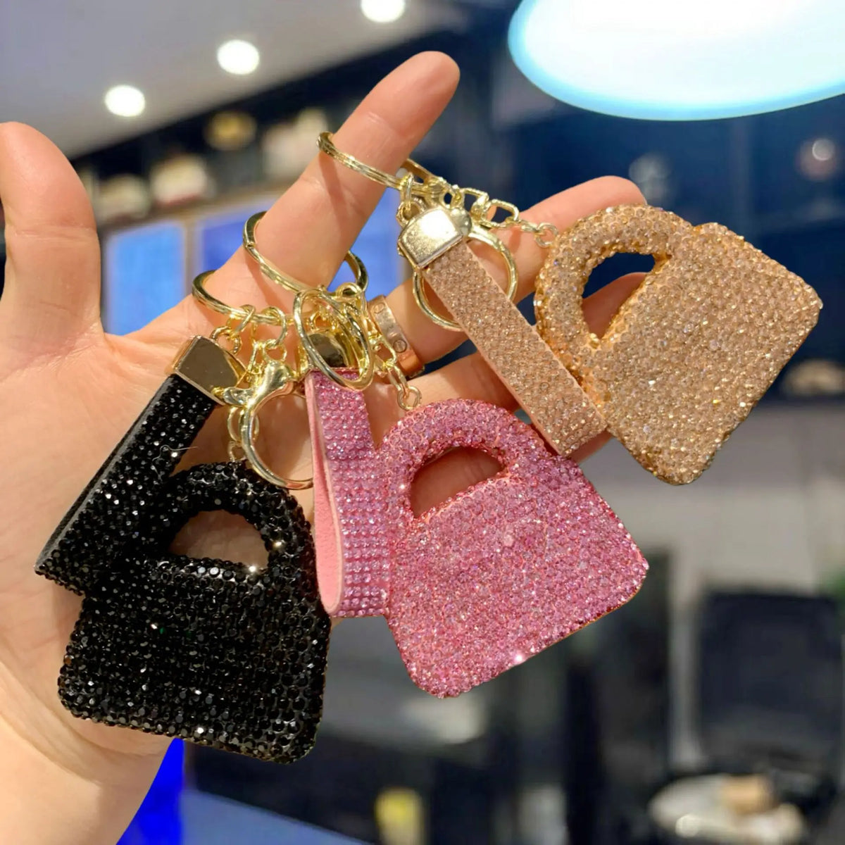 Rhinestone Clay Mini Handbag Keychain