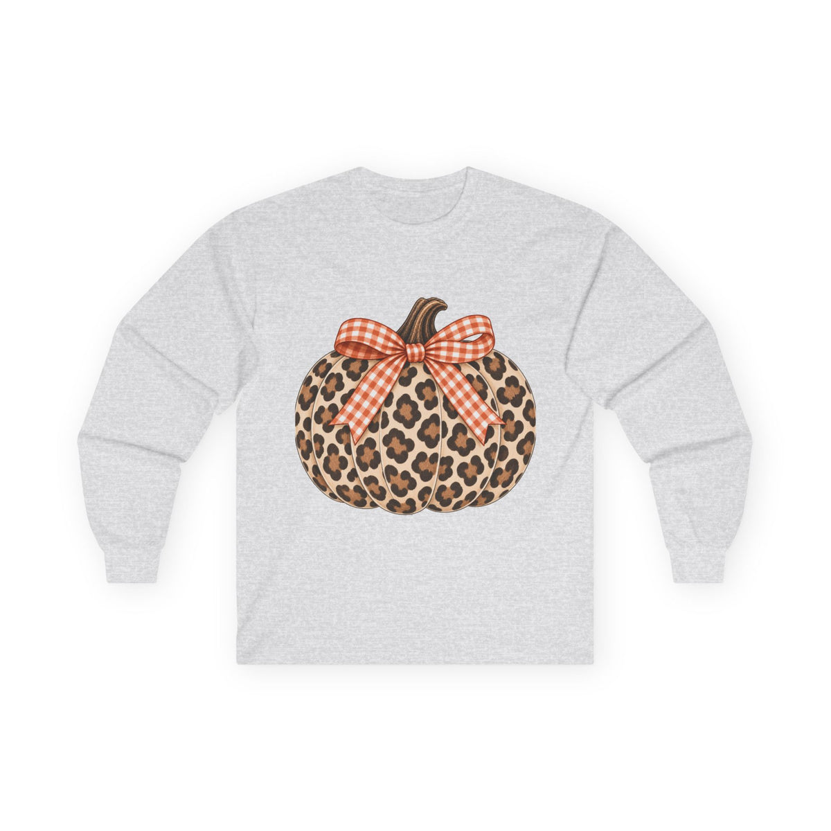 Leopard Print Pumpkin Long Sleeve Tee