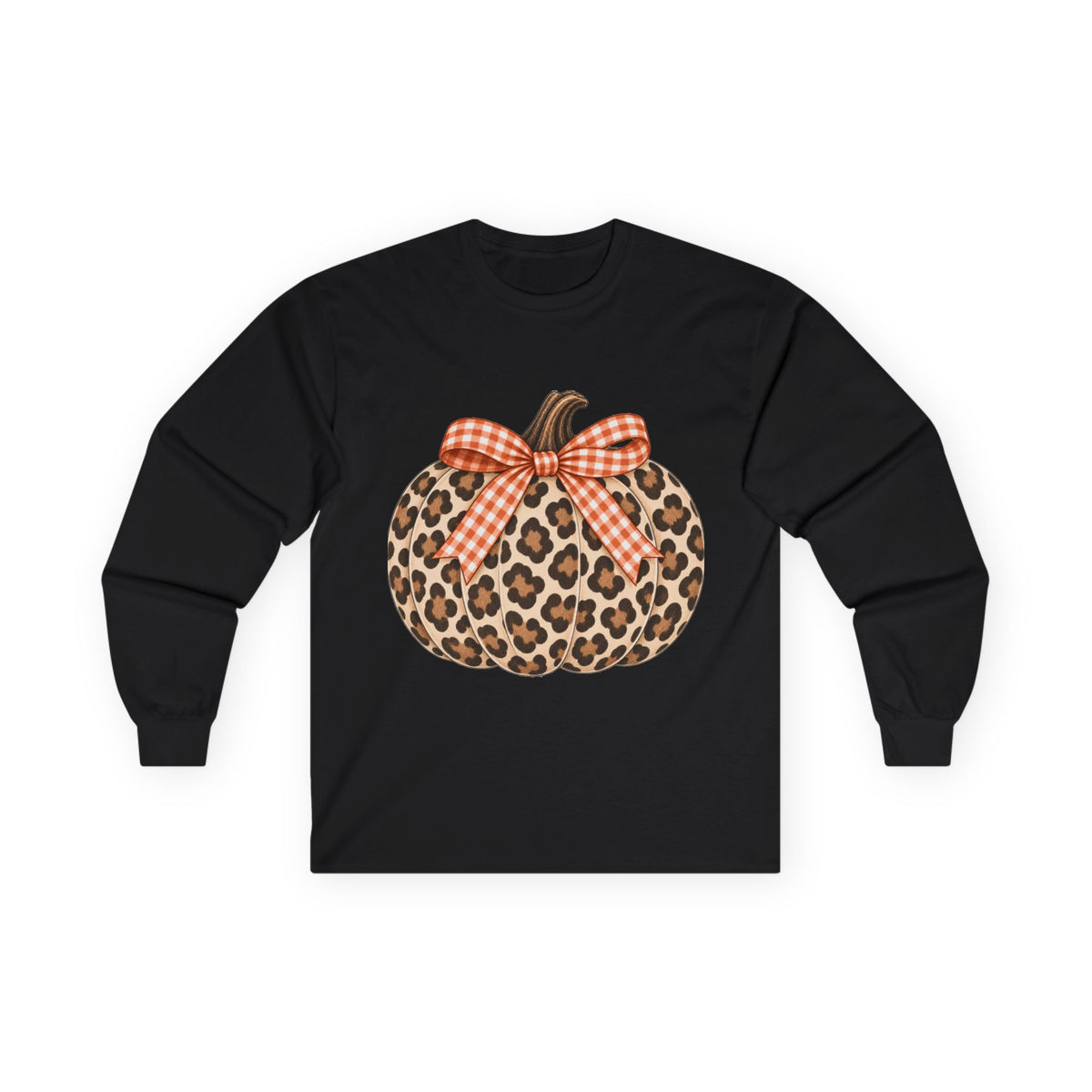 Leopard Print Pumpkin Long Sleeve Tee